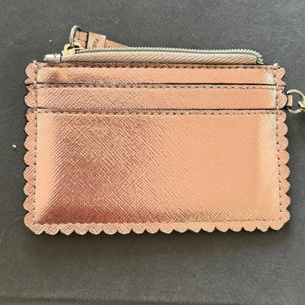 Victoria's Secret Metallic Rose Gold Wallet Card Holder Case With Heart Keychain - Picture 3 of 7